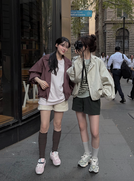 [SLOWAND] Harbor Hooded Bomber Jacket Windbreaker