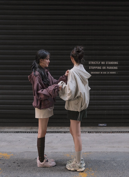 [SLOWAND] Harbor Hooded Bomber Jacket Windbreaker