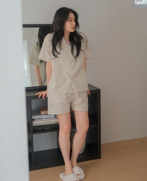 [Juuneedu] HEJ Stripe Short Sleeve Pyjama Set