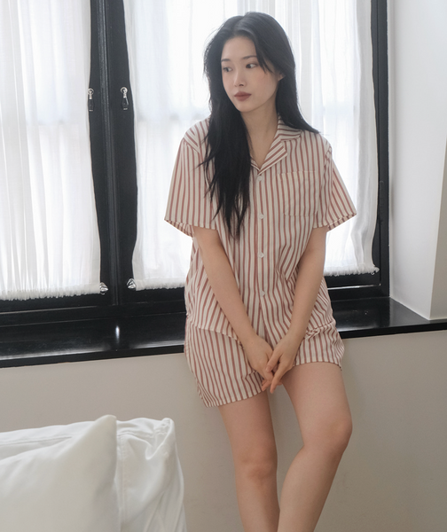 [Juuneedu] HEJ Stripe Short Sleeve Pyjama Set