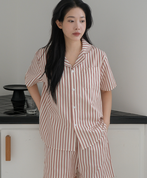 [Juuneedu] HEJ Stripe Short Sleeve Pyjama Set