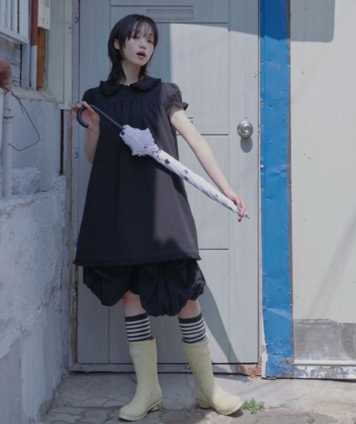 [Rockfish Weatherwear] FRILLED DOT UMBRELLA LONG (2Colours)