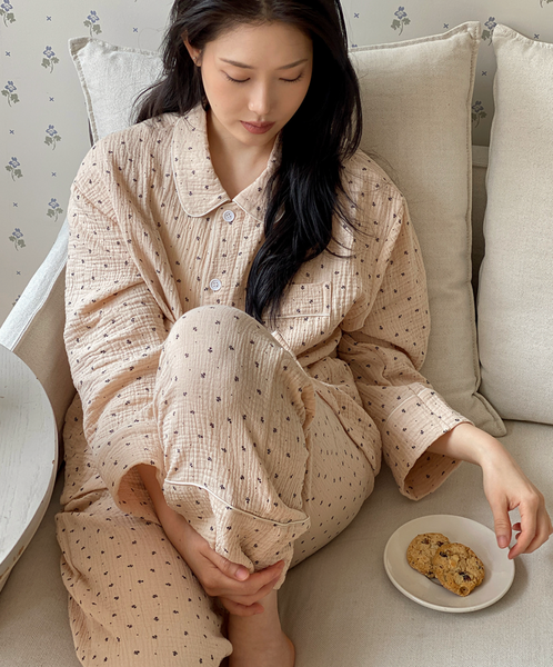 [Juuneedu] Flower Seven Days Yoru Cotton Pyjama Set