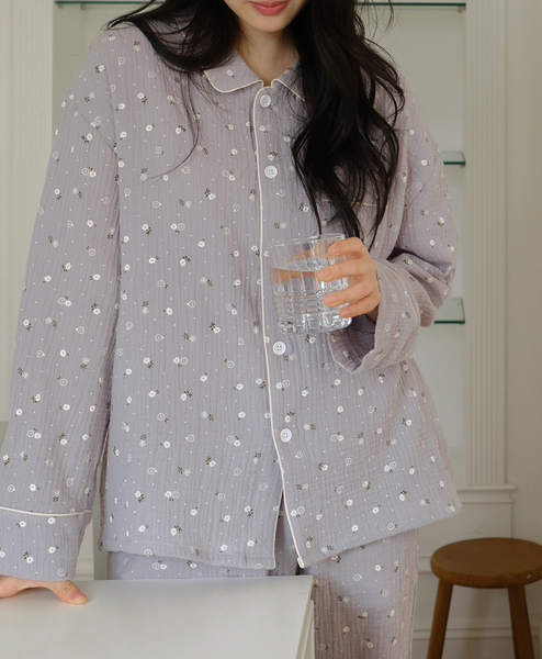 [Juuneedu] Flower Seven Days Yoru Cotton Pyjama Set