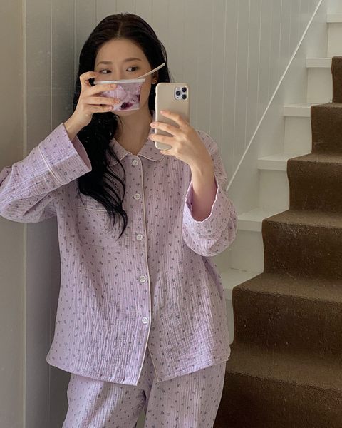 [Juuneedu] Flower Seven Days Yoru Cotton Pyjama Set