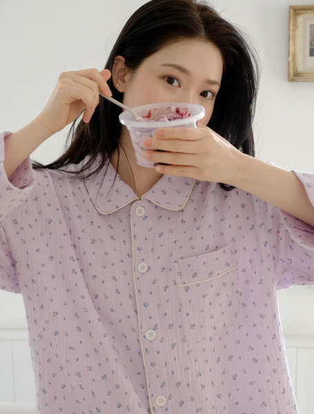 [Juuneedu] Flower Seven Days Yoru Cotton Pyjama Set