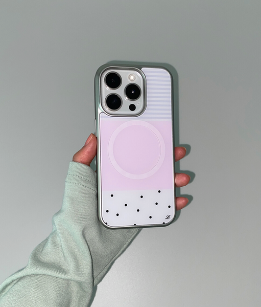[LOVD] DOTTY STRIPE PHONE CASE PINK Silver Bumper Case