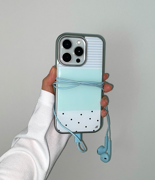[LOVD] DOTTY STRIPE PHONE CASE MINT Silver Bumper Case