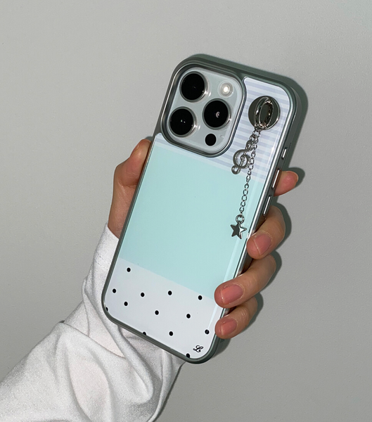 [LOVD] DOTTY STRIPE PHONE CASE MINT Silver Bumper Case