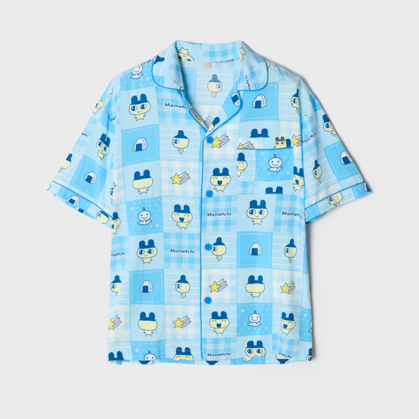 [SPAO x Tamagotchi] Y2K Patchwork Short Sleeve Pyjama Blue