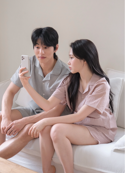[Juuneedu] Soy Tartan Check Short Sleeve Pyjamas Set