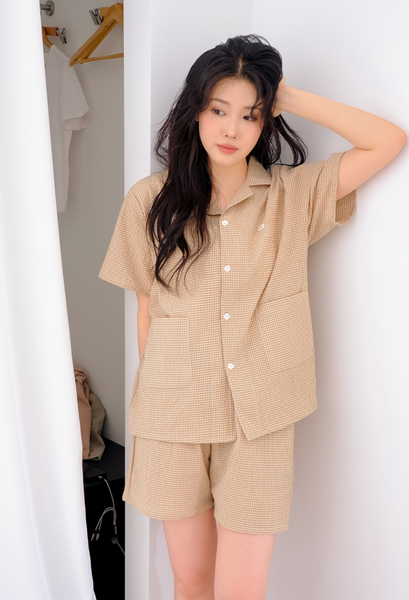 [Juuneedu] Soy Tartan Check Short Sleeve Pyjamas Set