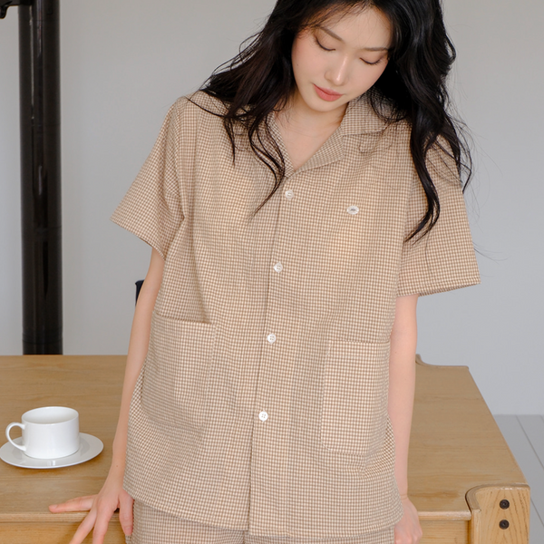 [Juuneedu] Soy Tartan Check Short Sleeve Pyjamas Set