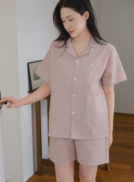 [Juuneedu] Soy Tartan Check Short Sleeve Pyjamas Set