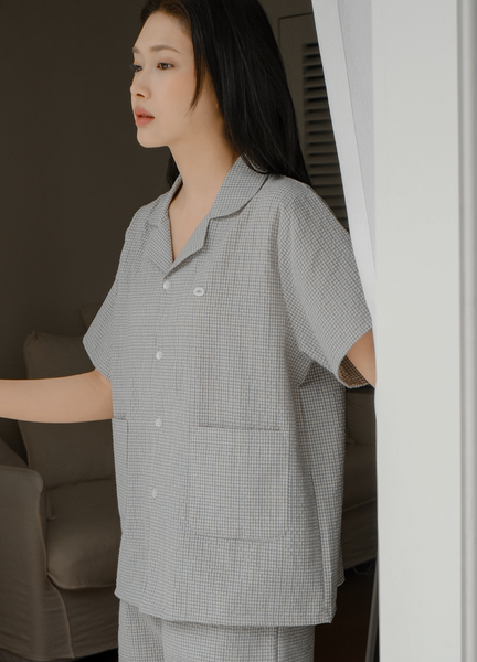 [Juuneedu] Soy Tartan Check Short Sleeve Pyjamas Set