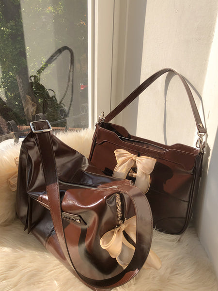 [ovuni] PILLOW RIBBON BAG (BROWN)