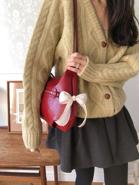 [ovuni] BELTED RIBBON BAG FRENCH RED