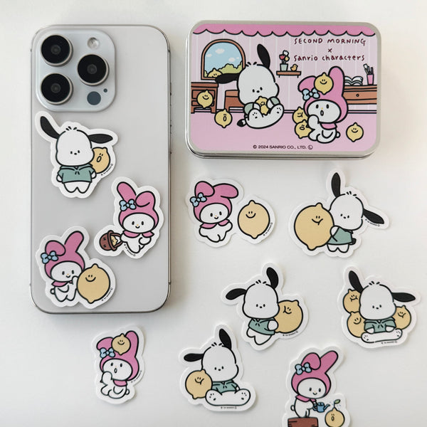 ♡ second morning × sanrio characters ♡ Removable Sticker Tin Case Set