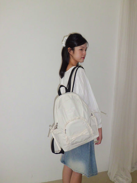 [ovuni] RUFFLE RIBBON BACKPACK (Ivory)