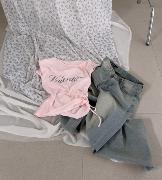 Apink 初瓏同款✨Valentine Off-Shoulder Shirring Top