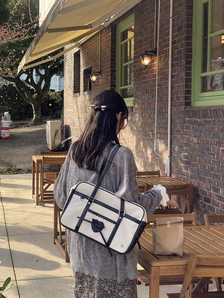 [ovuni] CLASSIC RIBBON SCHOOLBAG CANVAS BLACK