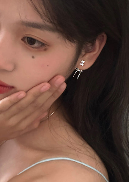 [sora'de] (925silver) Ribbon Earrings