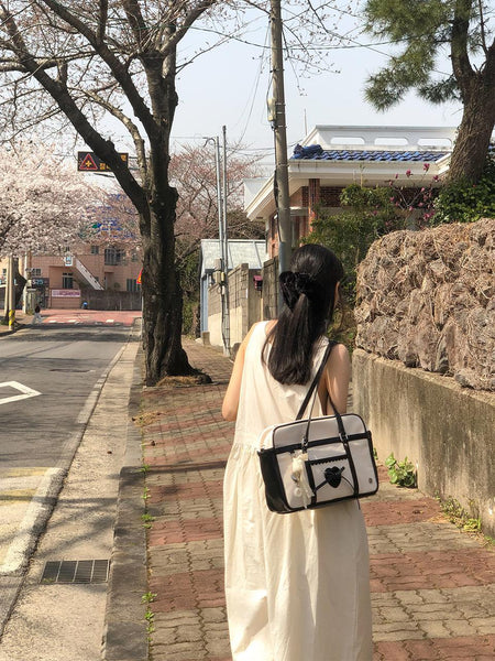 [ovuni] CLASSIC RIBBON SCHOOLBAG CANVAS BLACK