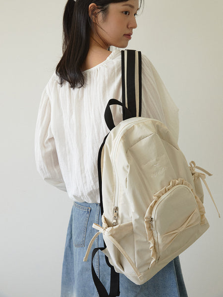 [ovuni] RUFFLE RIBBON BACKPACK (Ivory)