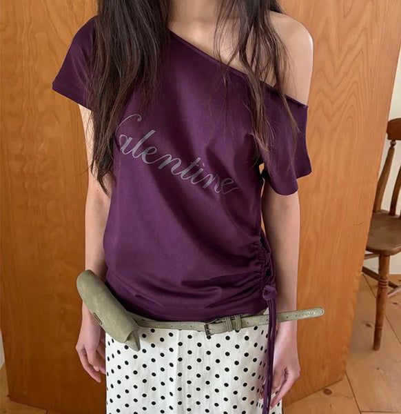Apink 初瓏同款✨Valentine Off-Shoulder Shirring Top