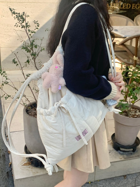 [OLIVET] Padded Ribbon String Bag (White)  (PRE-ORDER)