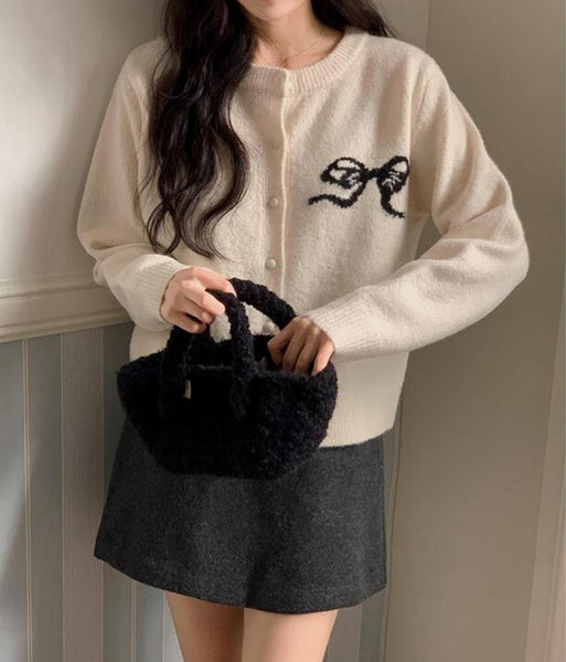 [SHOPPERLAND] Ribbon Wool Round Cardigan