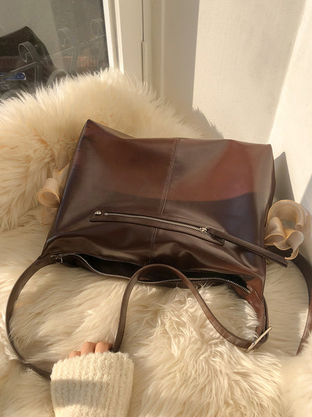 [ovuni] PILLOW RIBBON BAG (BROWN)