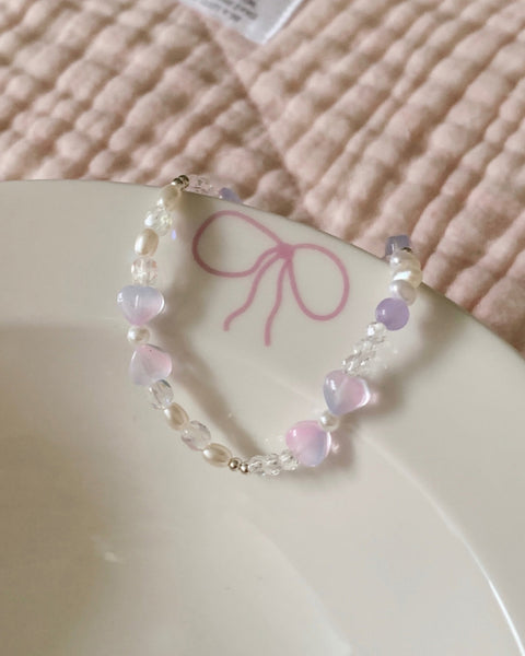 [SOYE PI-NE] Rina Purple Ribbon Fresh Pearl Bracelet