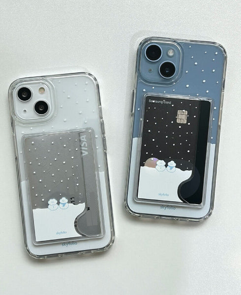 [skyfolio] MagSafe Transparent Card Wallet (Cloud Snowman)