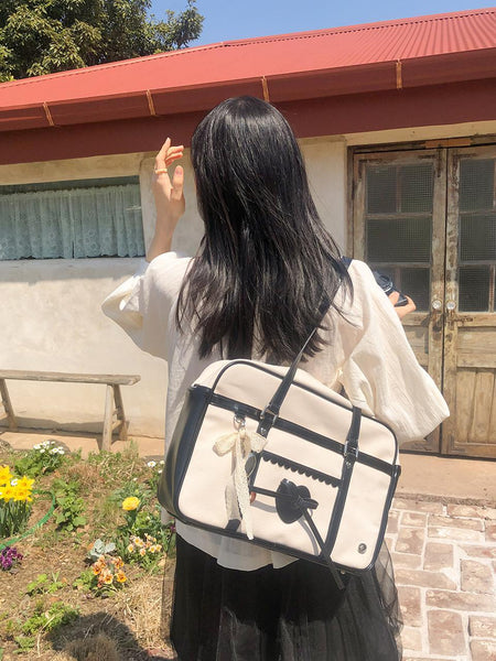 [ovuni] CLASSIC RIBBON SCHOOLBAG CANVAS BLACK