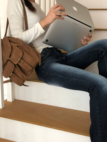 Autumn Suede Pocket Backpack