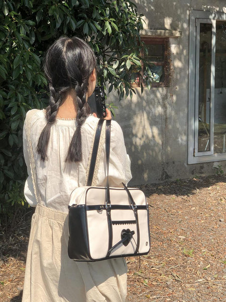 [ovuni] CLASSIC RIBBON SCHOOLBAG CANVAS BLACK