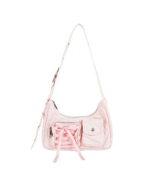 [COZING] Nylon Ribbon Hobo Bag (Pink)