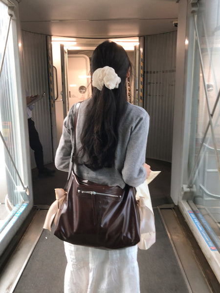 [ovuni] PILLOW RIBBON BAG (BROWN)