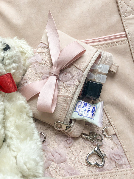 [ovuni] MINI RIBBON BOW CARD BAG (NUDE PINK)