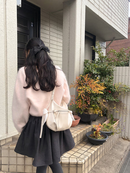 [ovuni] BELTED RIBBON BAG CREAM