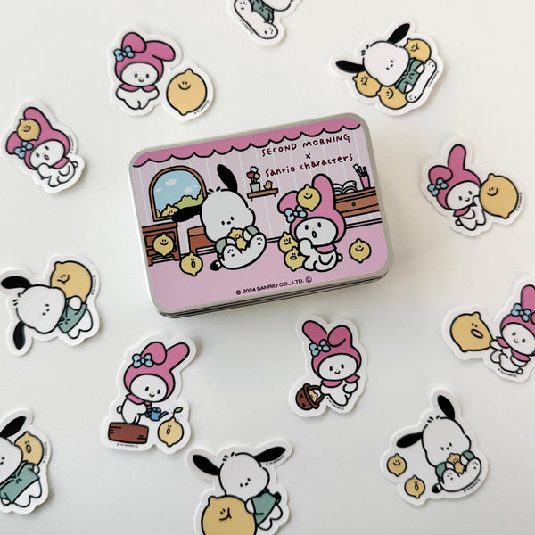 ♡ second morning × sanrio characters ♡ Removable Sticker Tin Case Set