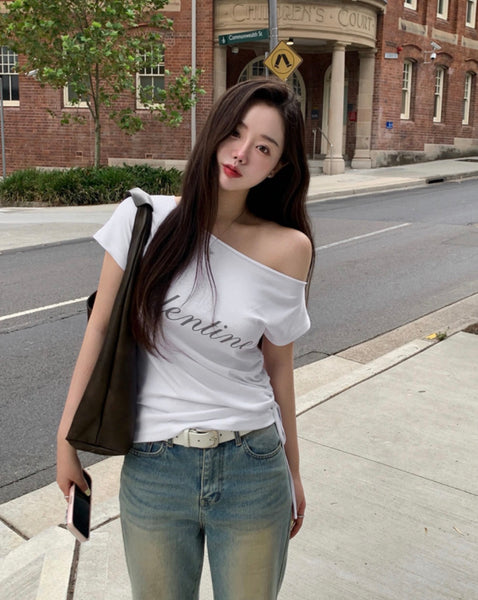 Apink 初瓏同款✨Valentine Off-Shoulder Shirring Top