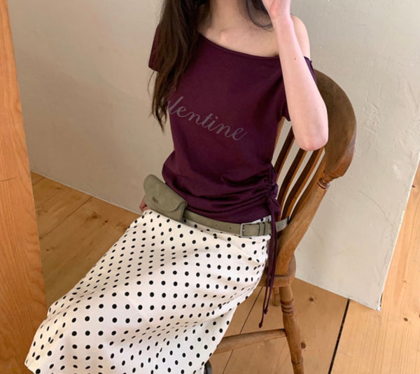 Apink 初瓏同款✨Valentine Off-Shoulder Shirring Top
