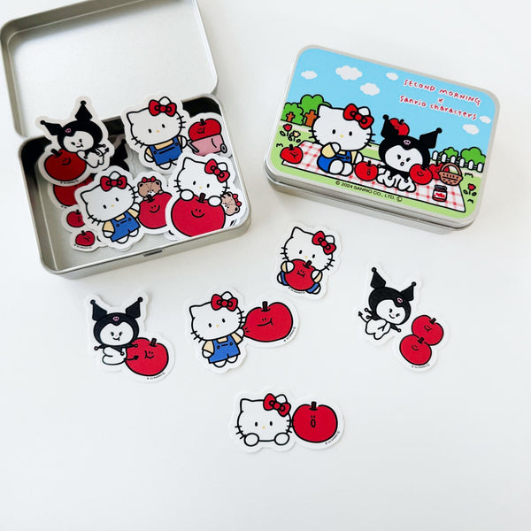 ♡ second morning × sanrio characters ♡ Removable Sticker Tin Case Set