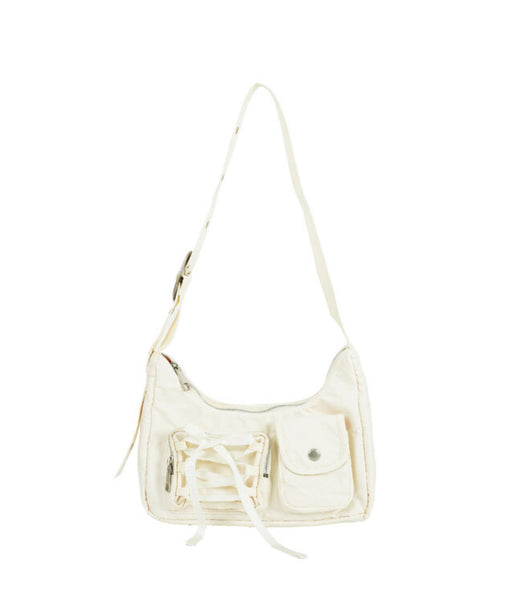 [COZING] Nylon Ribbon Hobo Bag (Ivory)