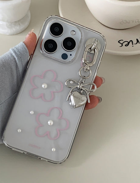 [earliner] Pink Flower Pearl Jelly Hard Case