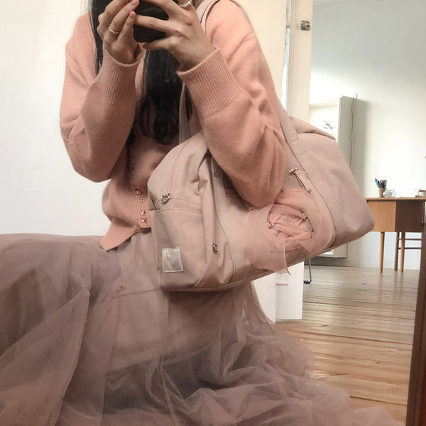 [ovuni] DAILY RIBBON GYM BAG (NUDE PINK)