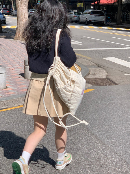 [OLIVET] Padded Ribbon String Bag (White)  (PRE-ORDER)
