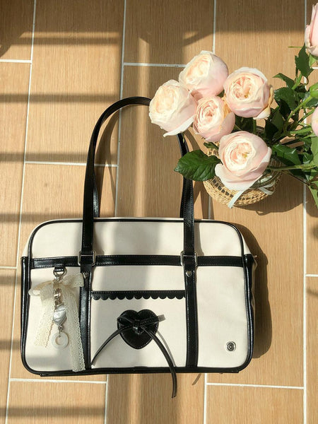 [ovuni] CLASSIC RIBBON SCHOOLBAG CANVAS BLACK